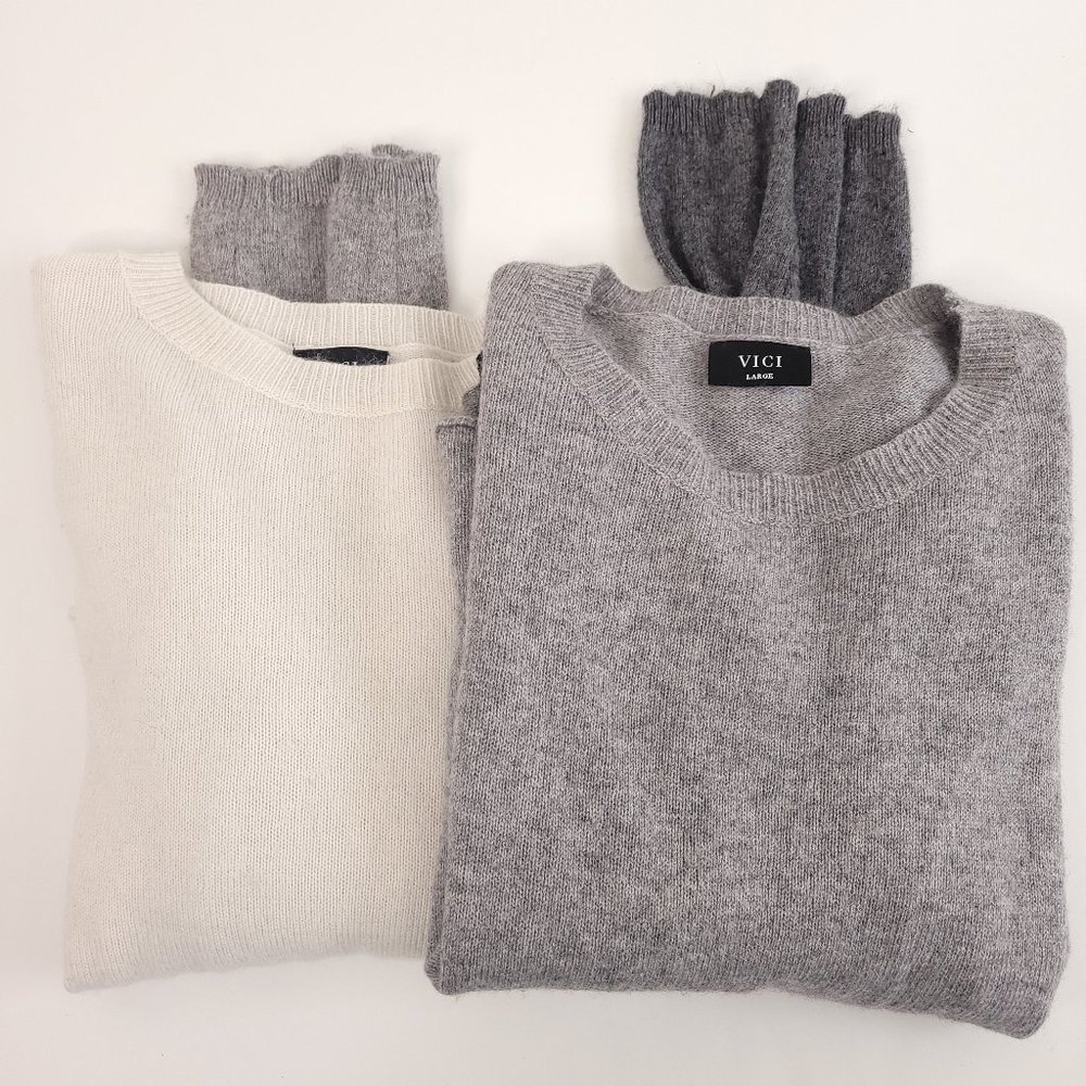 Vici Pullover Sweater Size Large Lot of 2 Wool Blend Hi Low Hem